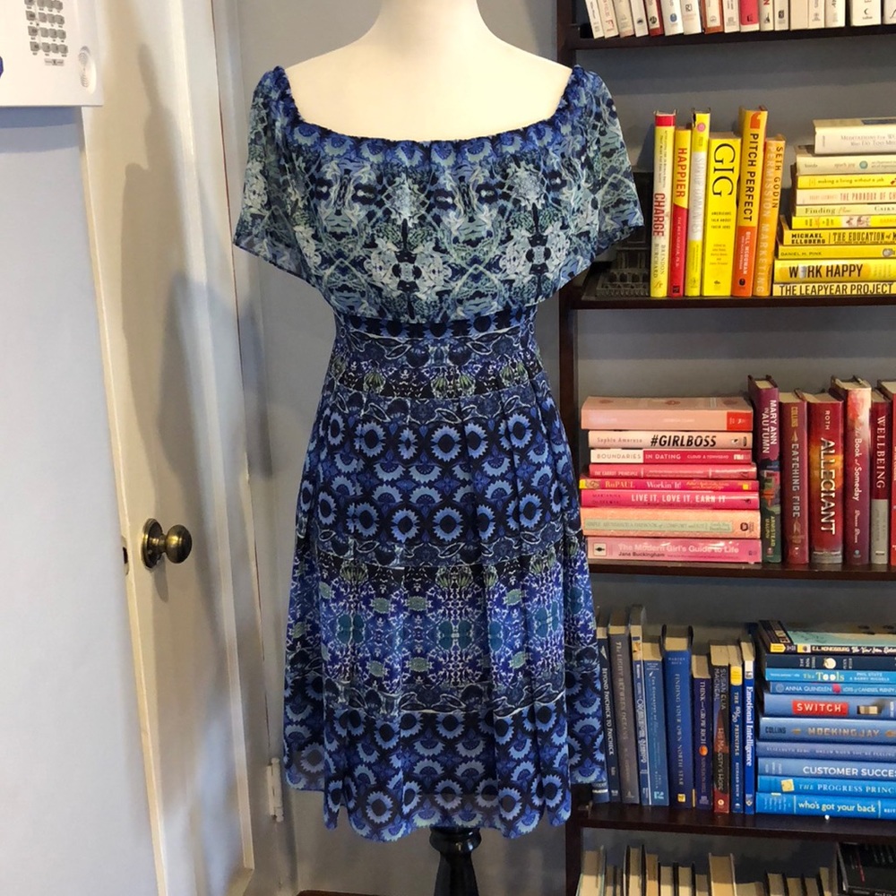 Eliza J Off-The-Shoulder Patterned Dress